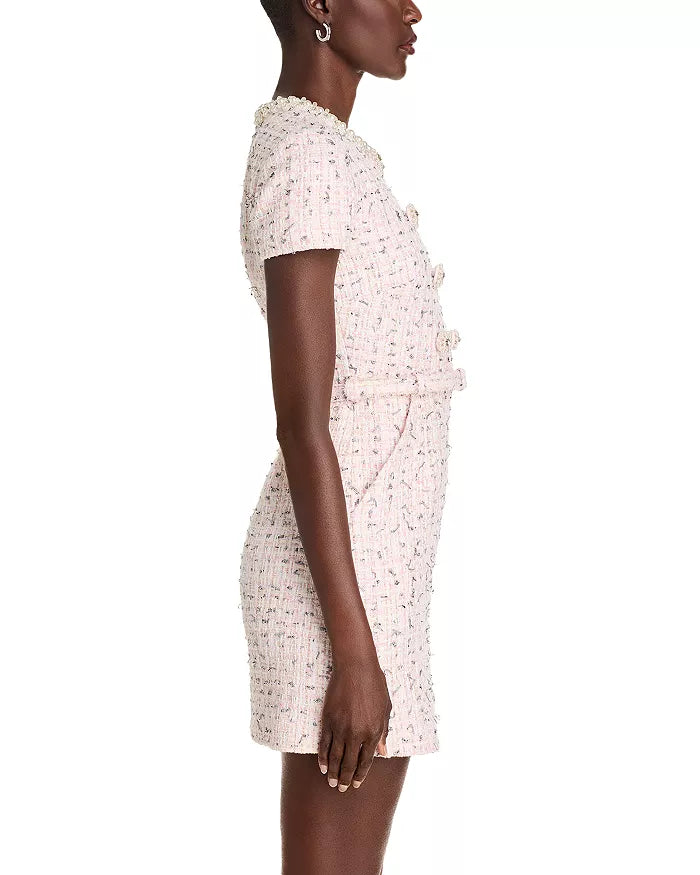 AIIZIE EMBELLISHED BOUCLÉ MINI DRESS IN PINK - product image