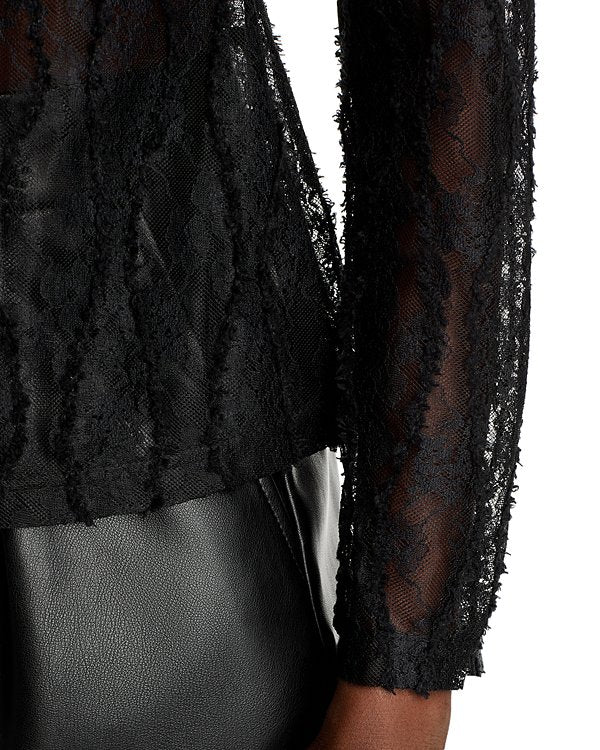 LACE MOCK NECK TOP IN BLACK