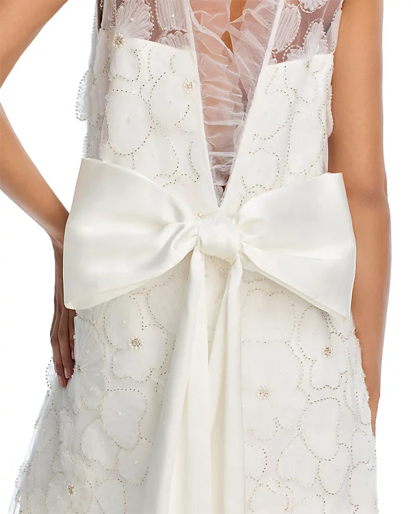 BEADED TULLE MINI DRESS