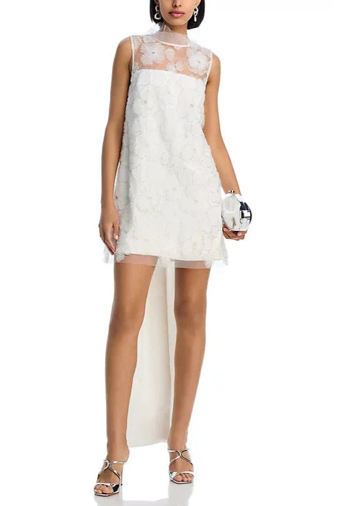 BEADED TULLE MINI DRESS