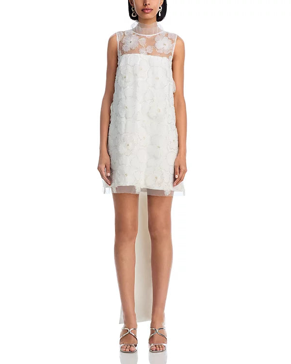 BEADED TULLE MINI DRESS