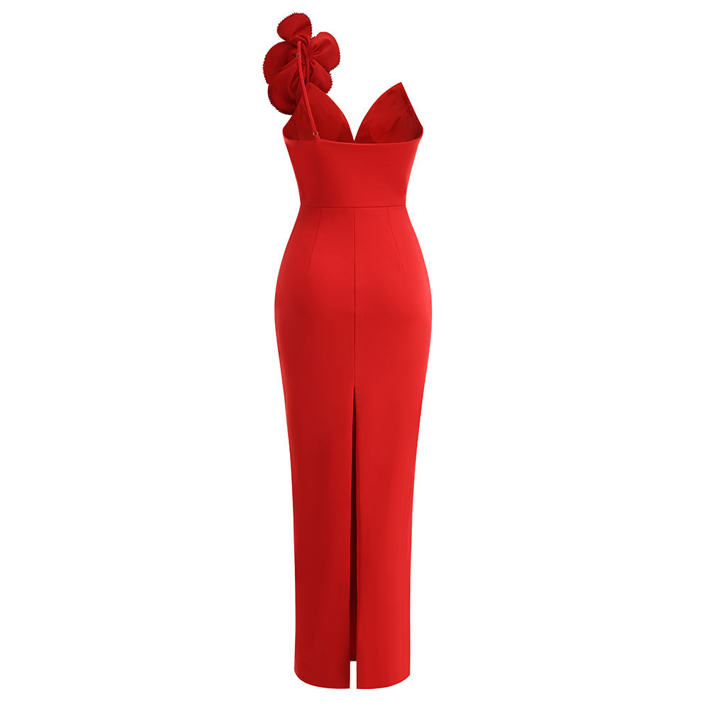 AIIZIE OFF-SHOULDER FLOWER MAXI DRESS IN RED - product image