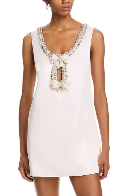 SATIN BOW MINI DRESS