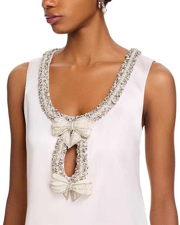 SATIN BOW MINI DRESS