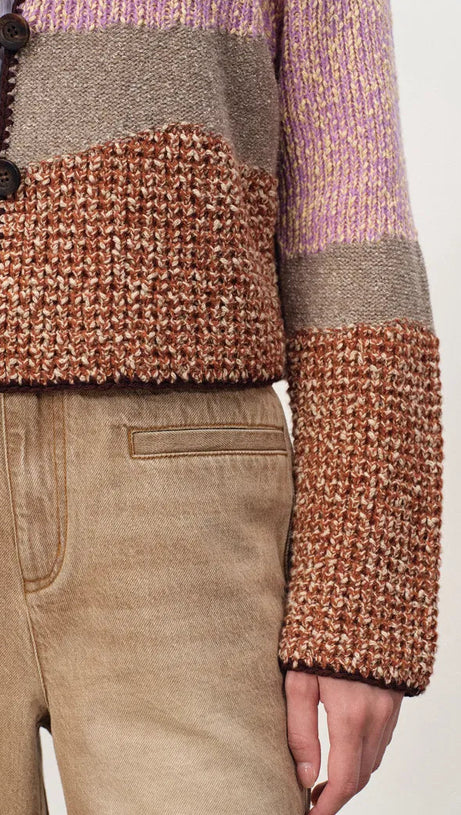 HASEL MULTI-COLOR STRIPED KNIT CARDIGAN - CHIC BOHO LAYERING FOR WOMEN