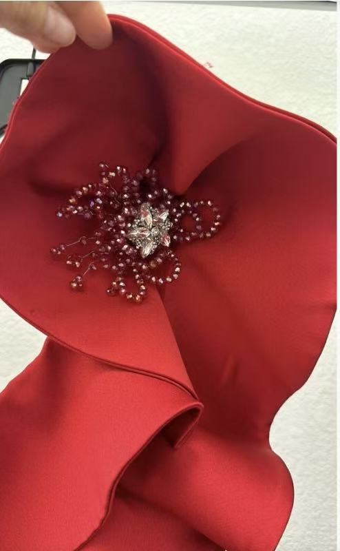 SUZANNE FLOWER MERMAID CREPE MAXI DRESS IN RED