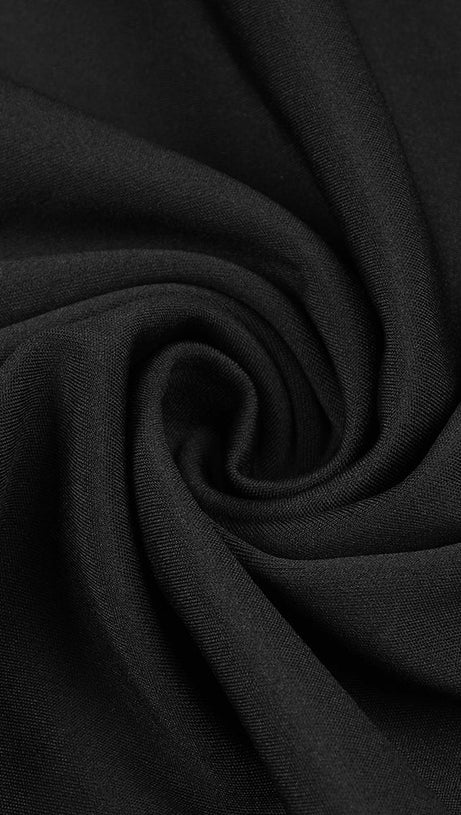 MERRY BLACK SHEER MESH UPPER PONTE LOWER MAXI DRESS