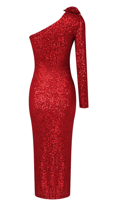 Ethel – Paillettenbesetztes Midikleid mit One-Shoulder-Träger
