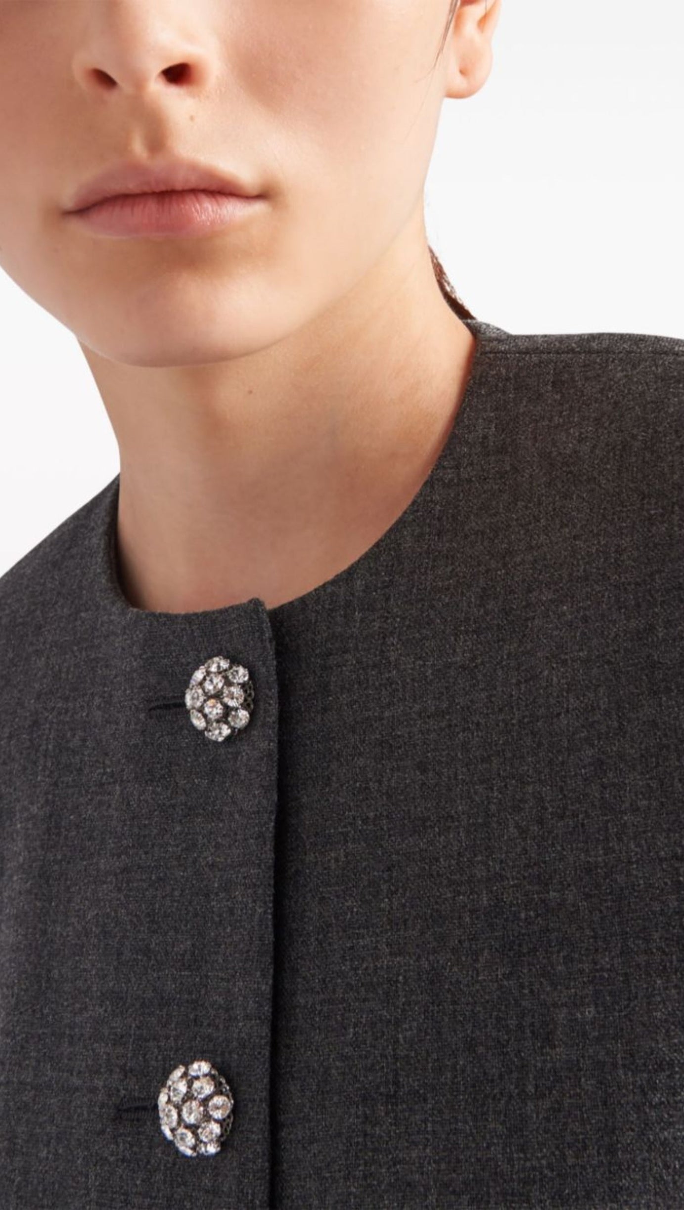 FEATHER-TRIM SINGLE-BREASTED WOOL JACKET