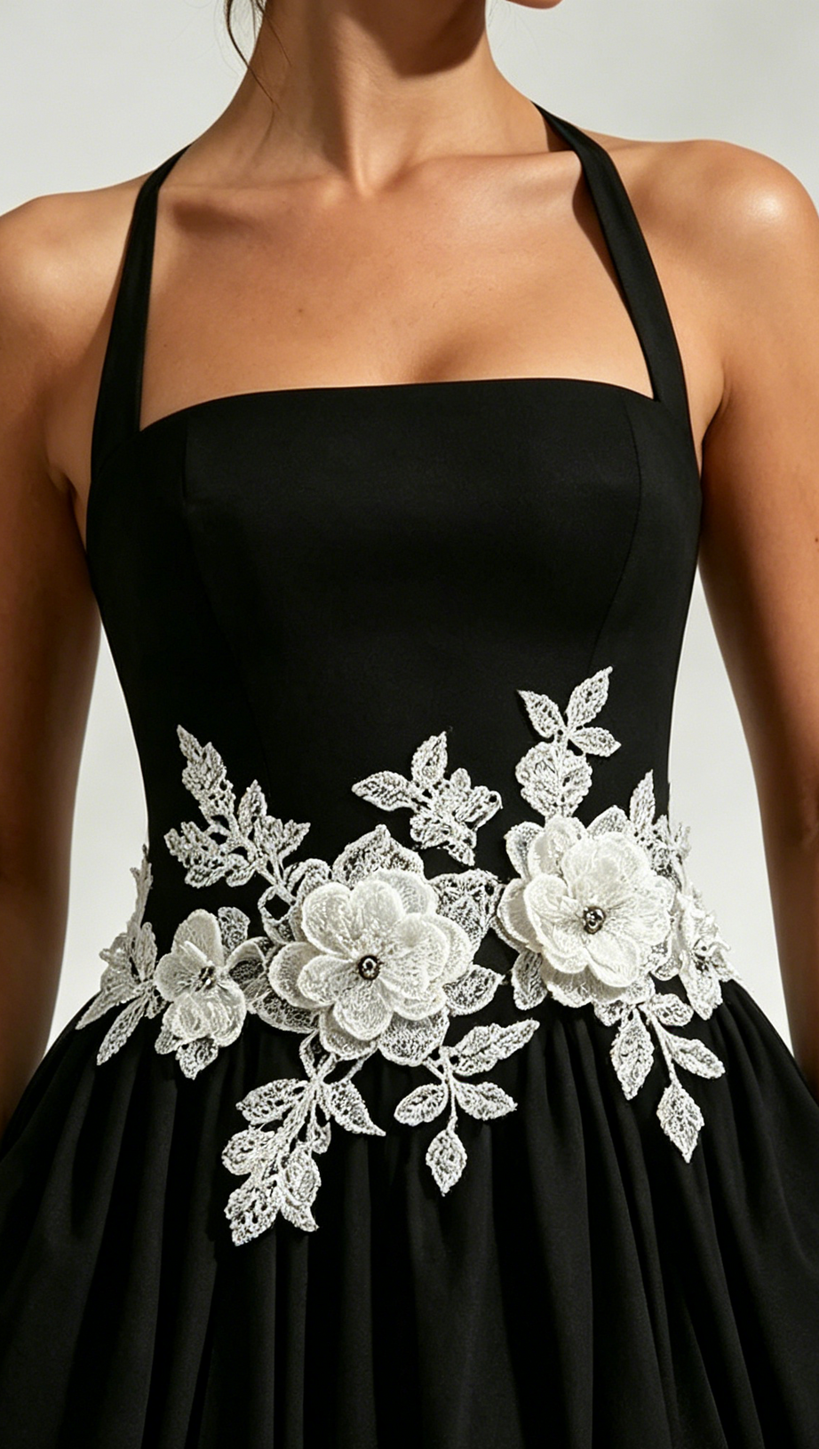 Lace Embroidery Cressida Midi Dress - Black