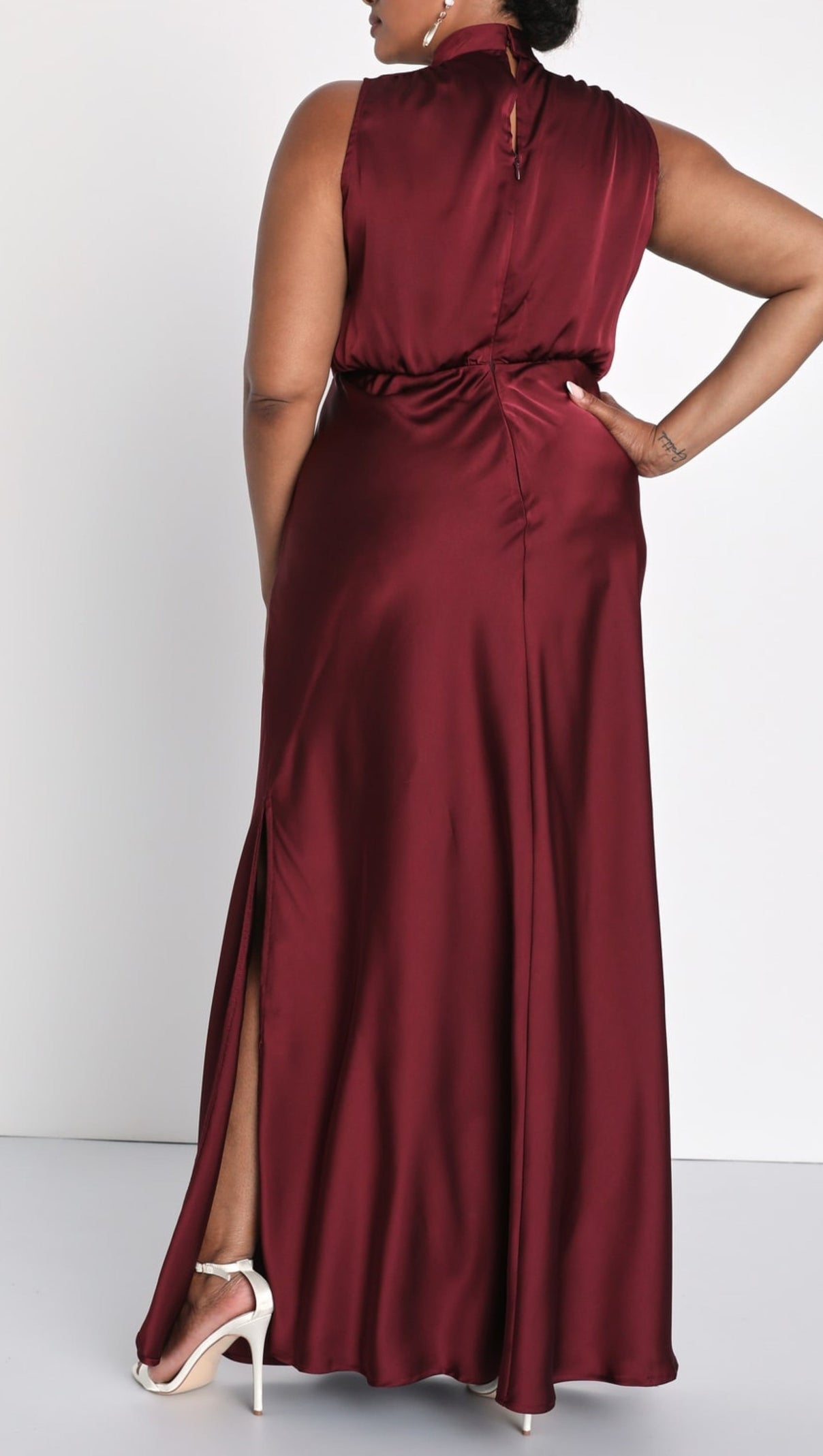 AIIZIE WINE SATIN MAXI DRESS - product image