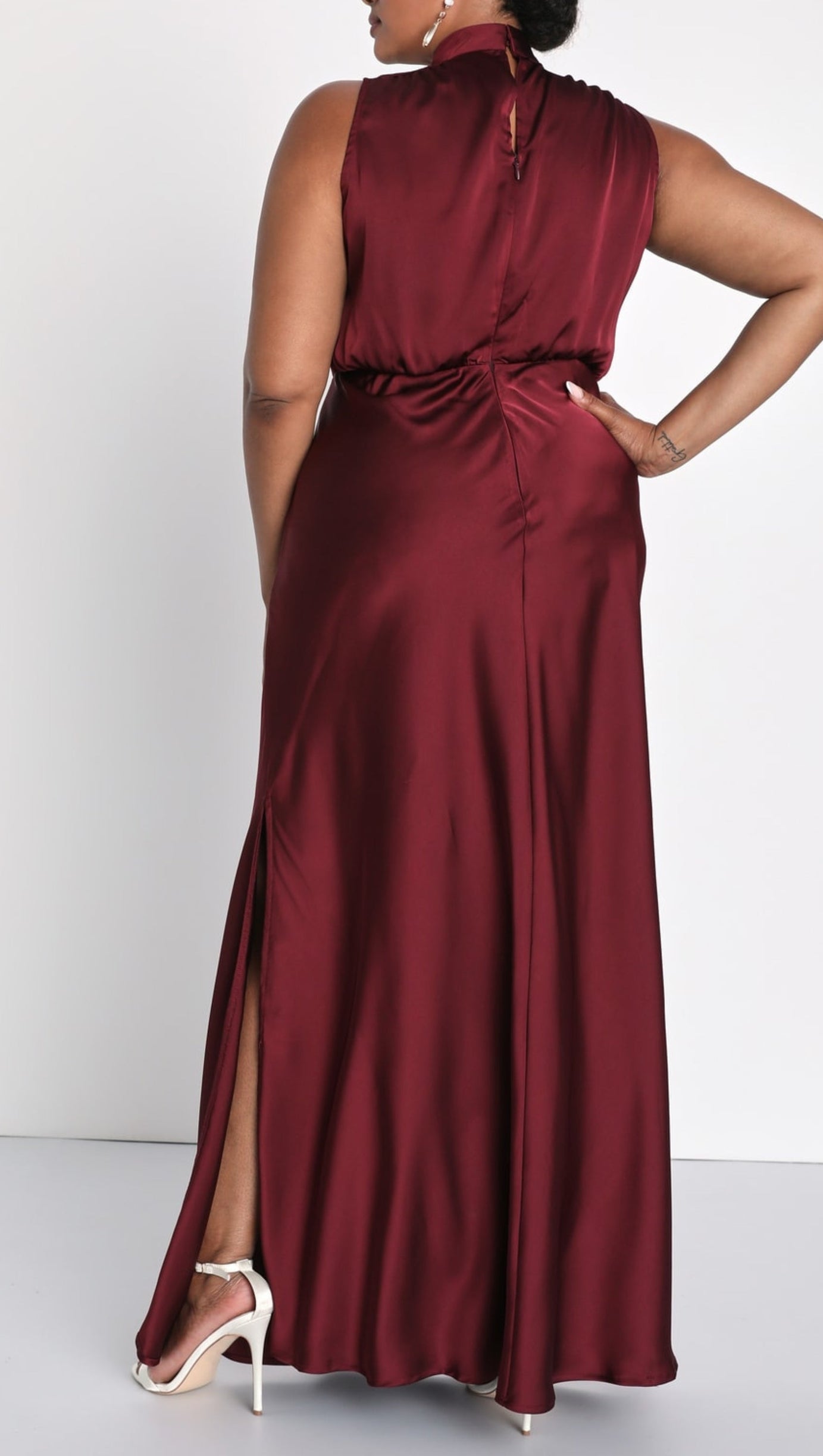 WINE SATIN MAXI DRESS