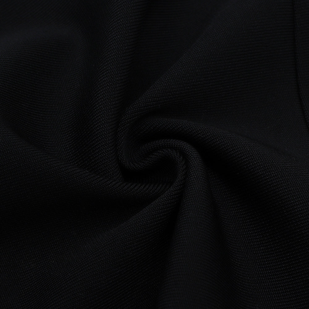 AIIZIE CALISTA BLACK ONE BOW SHOULDER SPLIT BANDAGE MIDI DRESS - product image