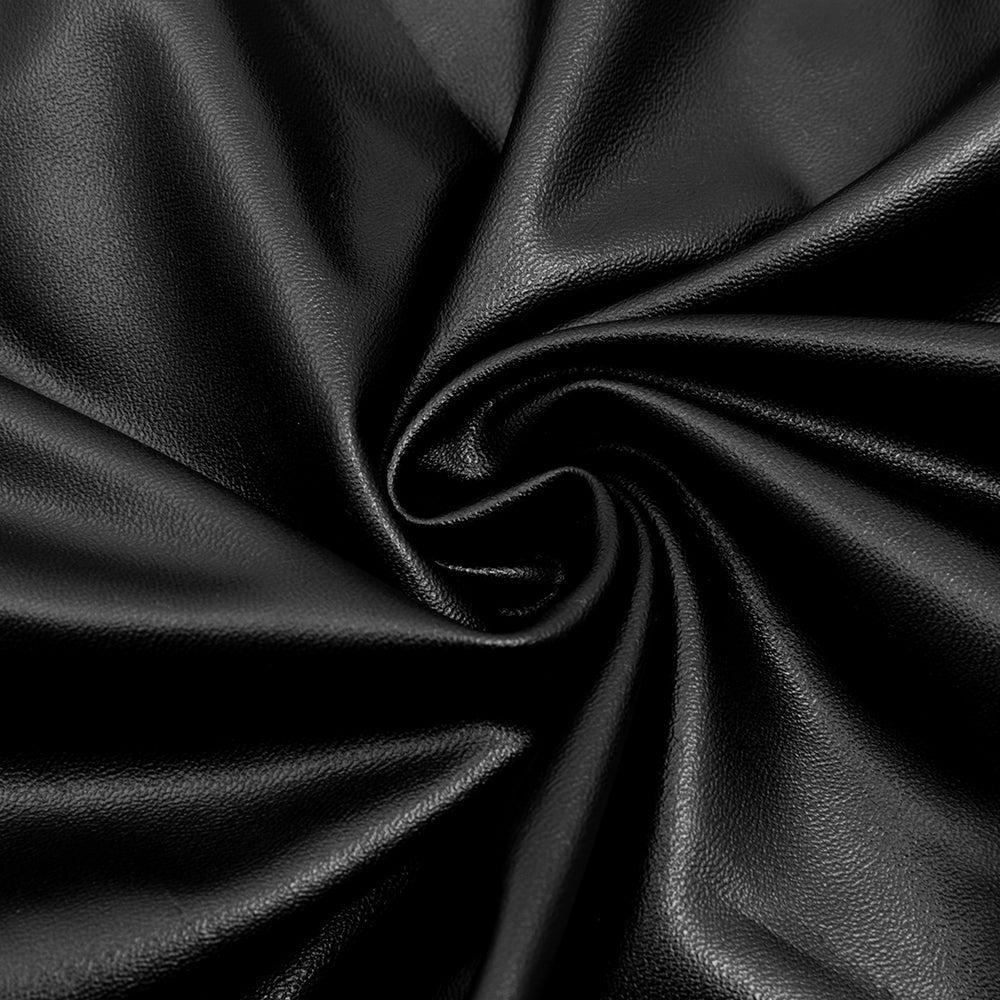 AIIZIE BLACK OFF-SHOULDER LONG-SLEEVED LEATHER DRESS WITH SLIT - product image