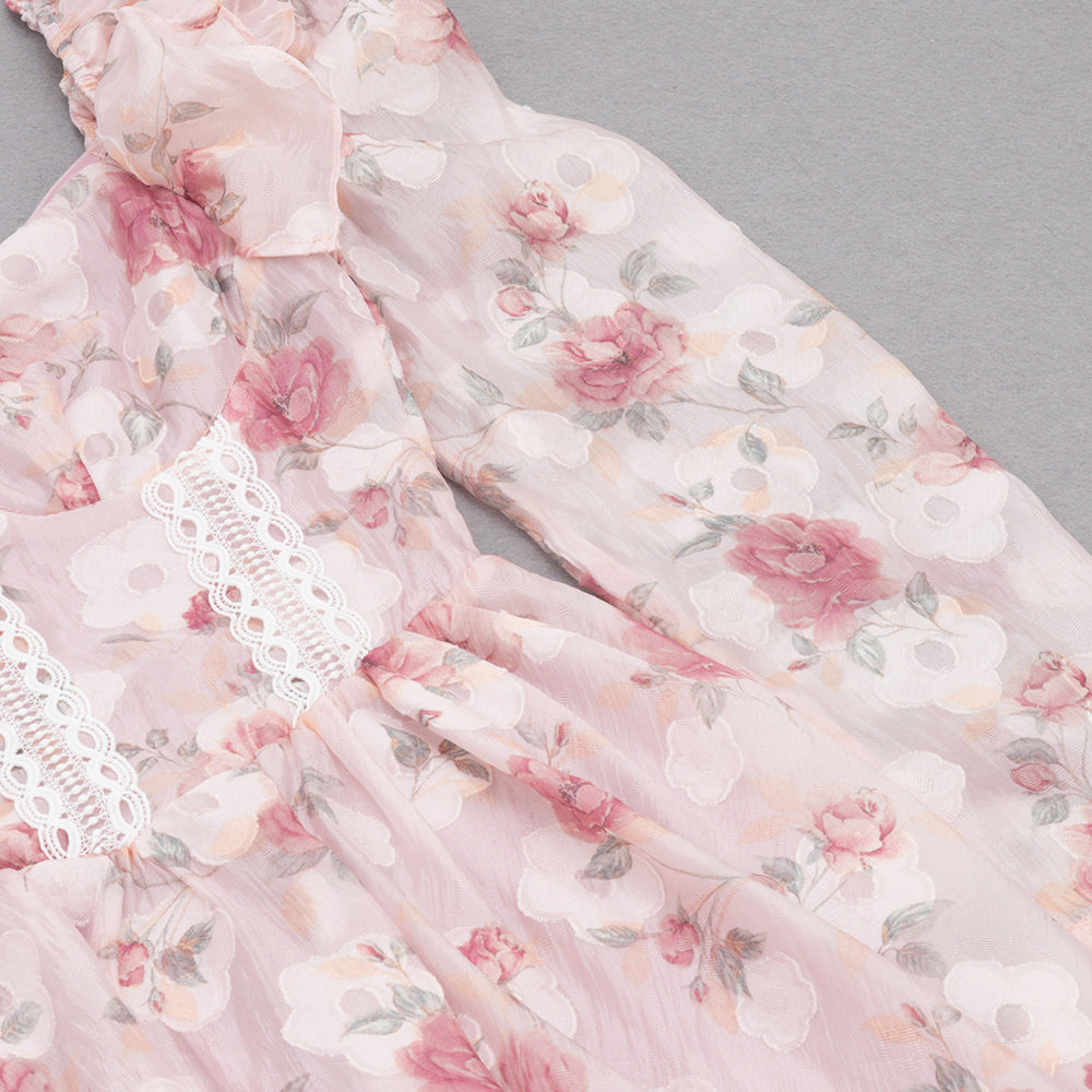 AIIZIE BROOK FLORAL RUCHED MINI DRESS IN PINK - product image