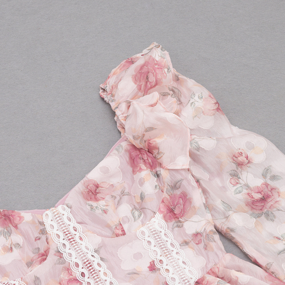 AIIZIE BROOK FLORAL RUCHED MINI DRESS IN PINK - product image