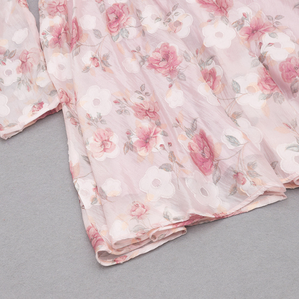 AIIZIE BROOK FLORAL RUCHED MINI DRESS IN PINK - product image