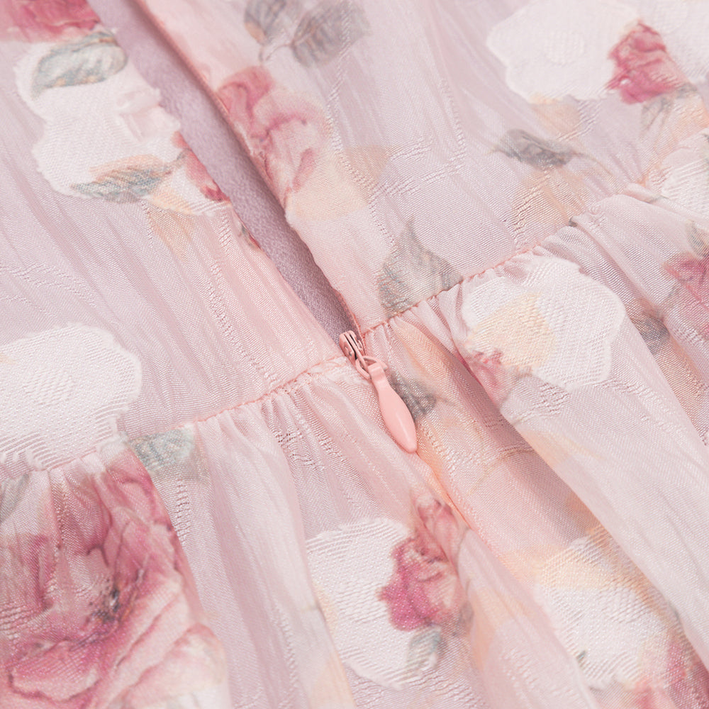AIIZIE BROOK FLORAL RUCHED MINI DRESS IN PINK - product image
