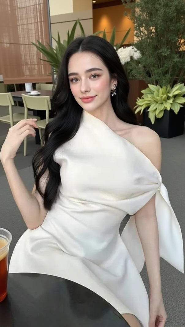 AIIZIE CALWA ASYMMETRIC ONE SHOULDER FLARE MINI DRESS - product image