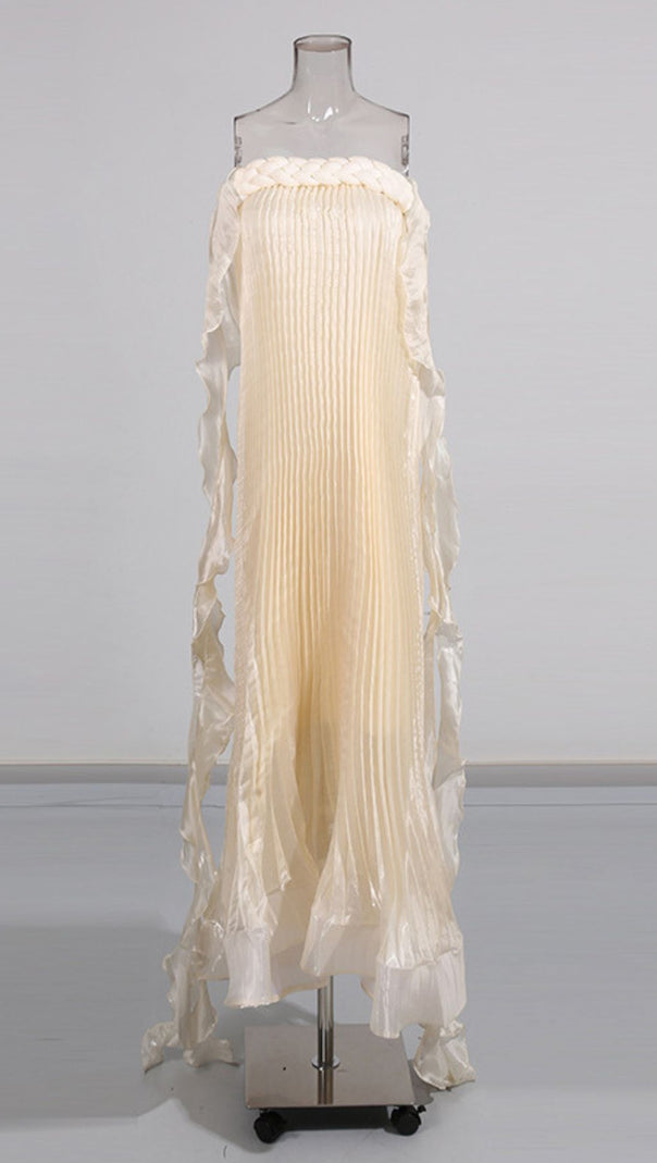 AIIZIE IMOGENE ETHEREAL PLEATED MAXI GOWN | STRAPLESS ELEGANT EVENING DRESS - product image