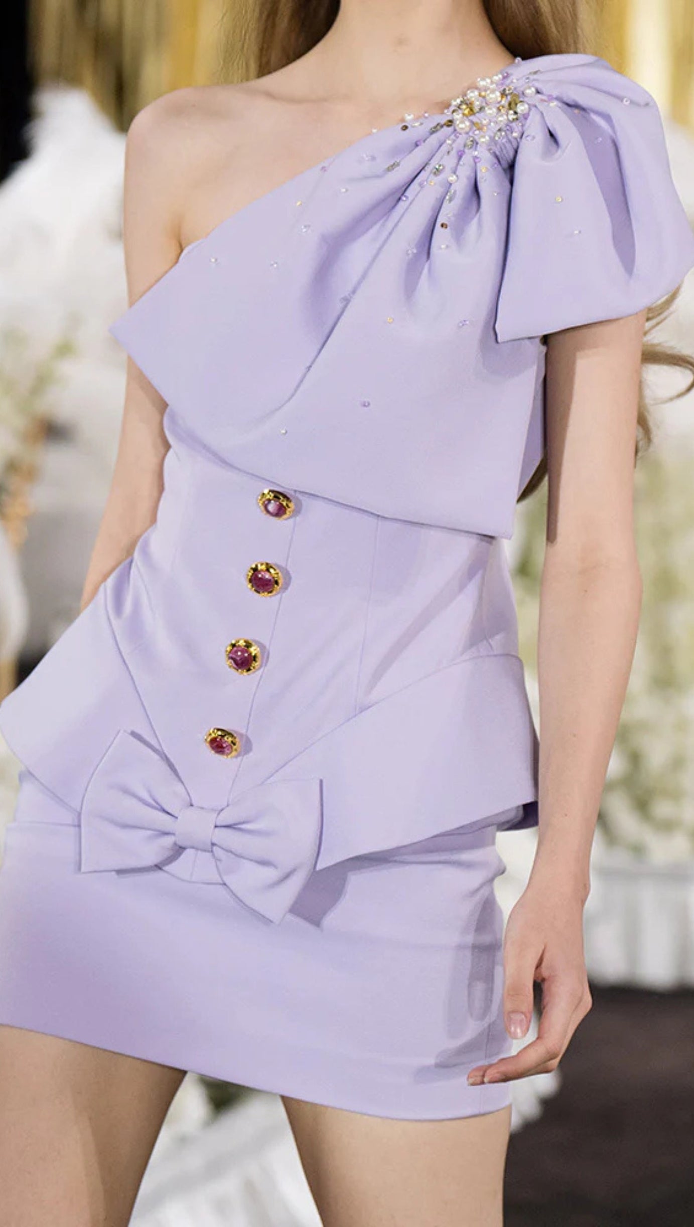 MINI ABITO VIOLA CON FIOCCO