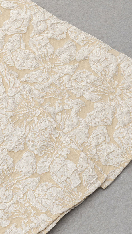 CELESTE ONE-SHOULDER BOW JACQUARD HIGH SLIT MAXI DRESS