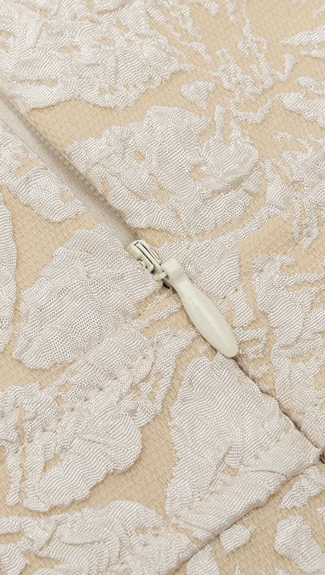 CELESTE ONE-SHOULDER BOW JACQUARD HIGH SLIT MAXI DRESS