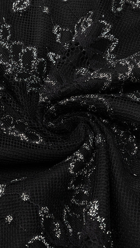 CLAIRE BLACK MESH PATCHWORK STRAPLESS MAXI DRESS