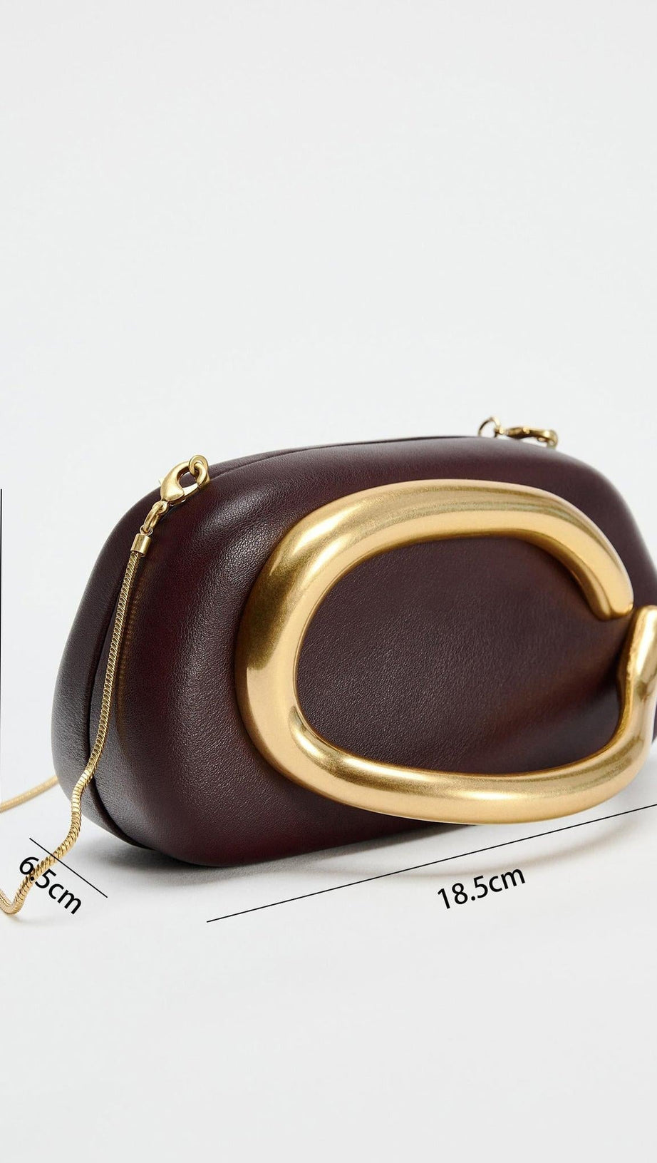 CURVED METAL BOX BAG IN BURGUNDY