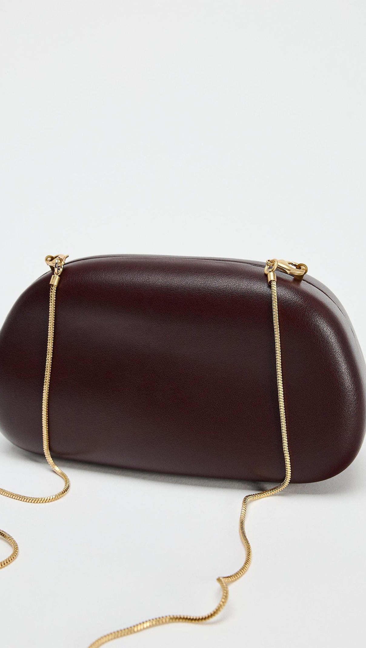 AIIZIE CURVED METAL BOX BAG IN BURGUNDY - product image