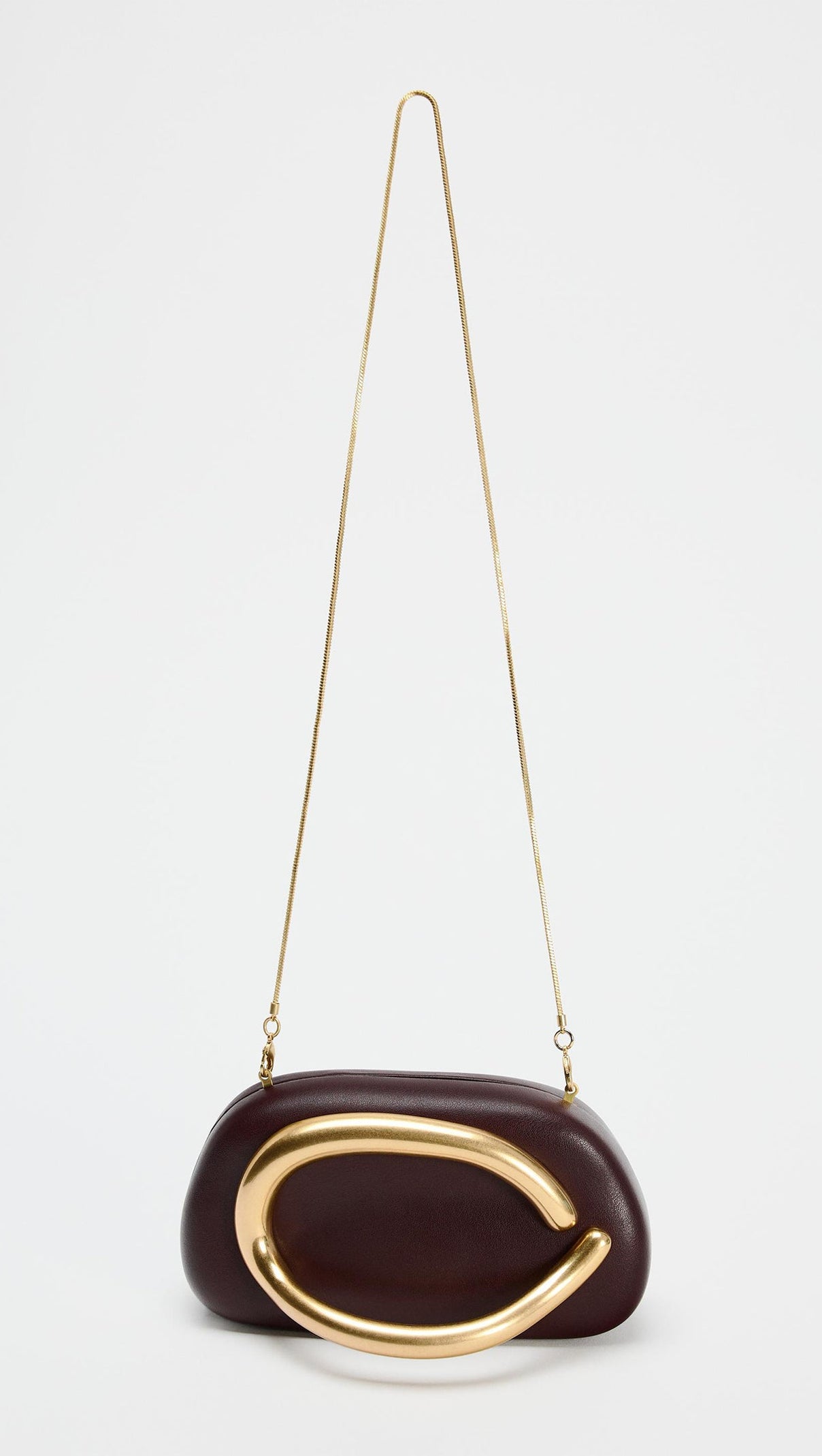 AIIZIE CURVED METAL BOX BAG IN BURGUNDY - product image