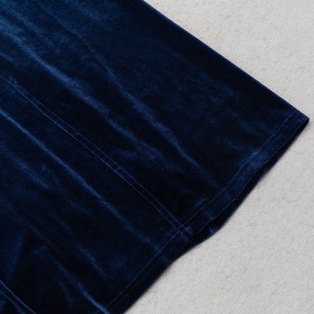 AIIZIE CORAL CUTOUT VELVET BODYCON MAXI DRESS IN DARK BLUE - product image