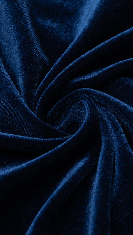 CORAL CUTOUT VELVET BODYCON MAXI DRESS IN DARK BLUE