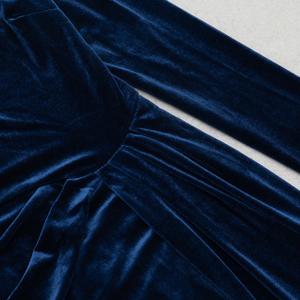 AIIZIE CORAL CUTOUT VELVET BODYCON MAXI DRESS IN DARK BLUE - product image