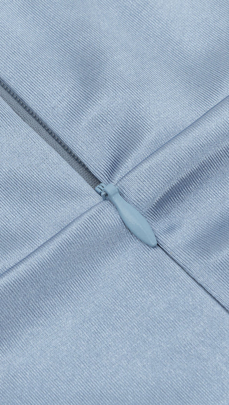 YEDDA GREY RUCHED BODYCON STRAPLESS MAXI DRESS