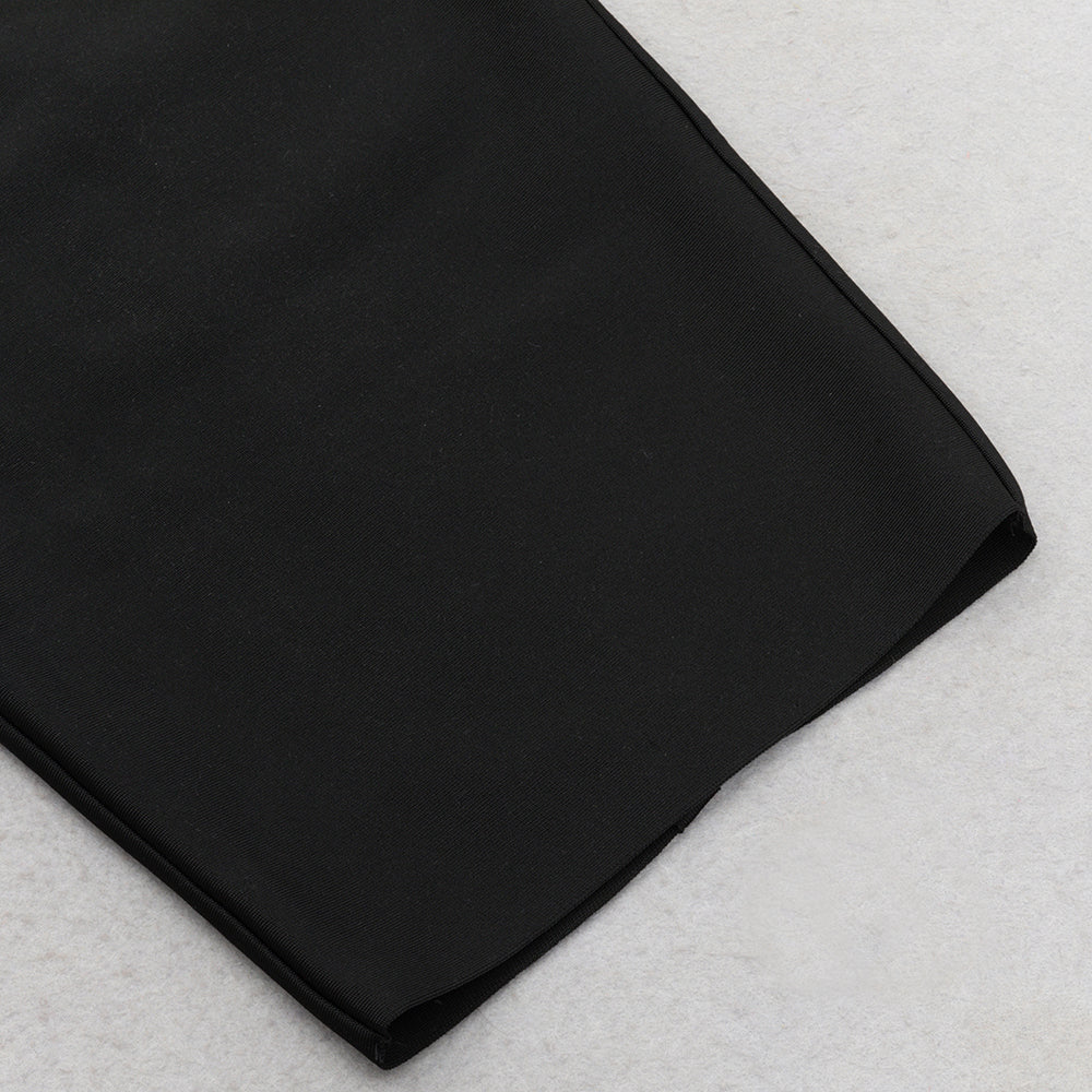 AIIZIE ONE-SHOULDER SATIN BODYCON MIDI DRESS IN BLACK - product image