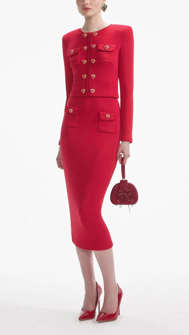 AIIZIE RED KNIT HEART BUTTONED CARDIGAN - product image