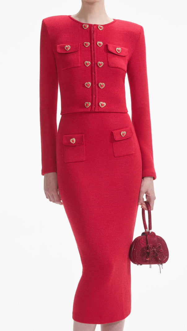 AIIZIE RED KNIT HEART BUTTONED CARDIGAN - product image