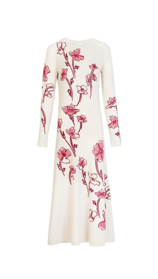 AIIZIE ODETTE STRETCH KNIT MAXI DRESS IN ECRU MULTI - product image