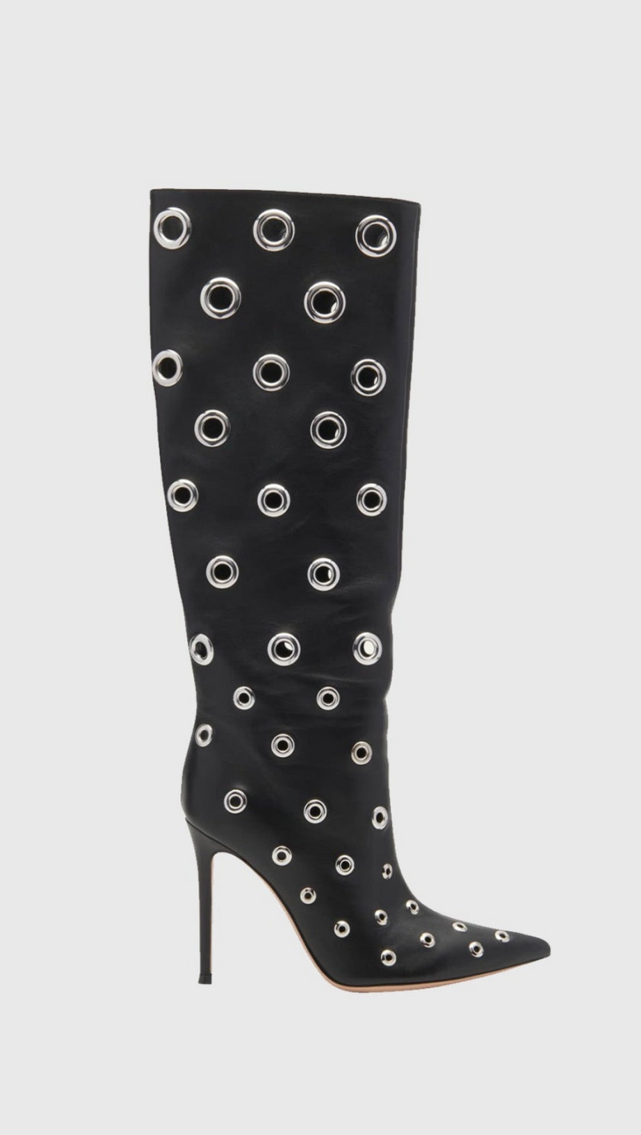 Clara Kniehohe Lederstiefel mit Nietenausschnitt