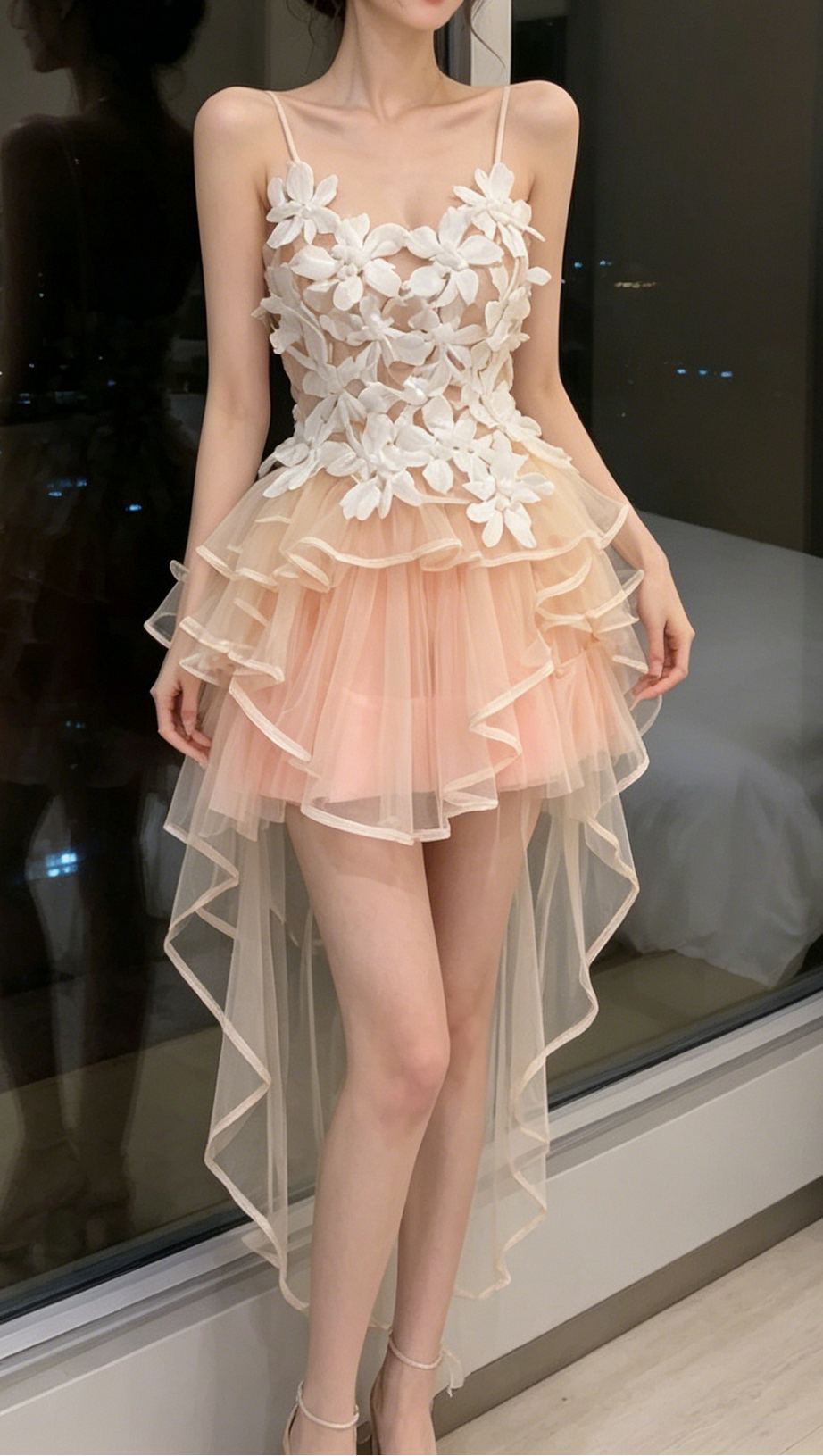 3D Floral Corset & Tulle Skirt Two-Piece Set