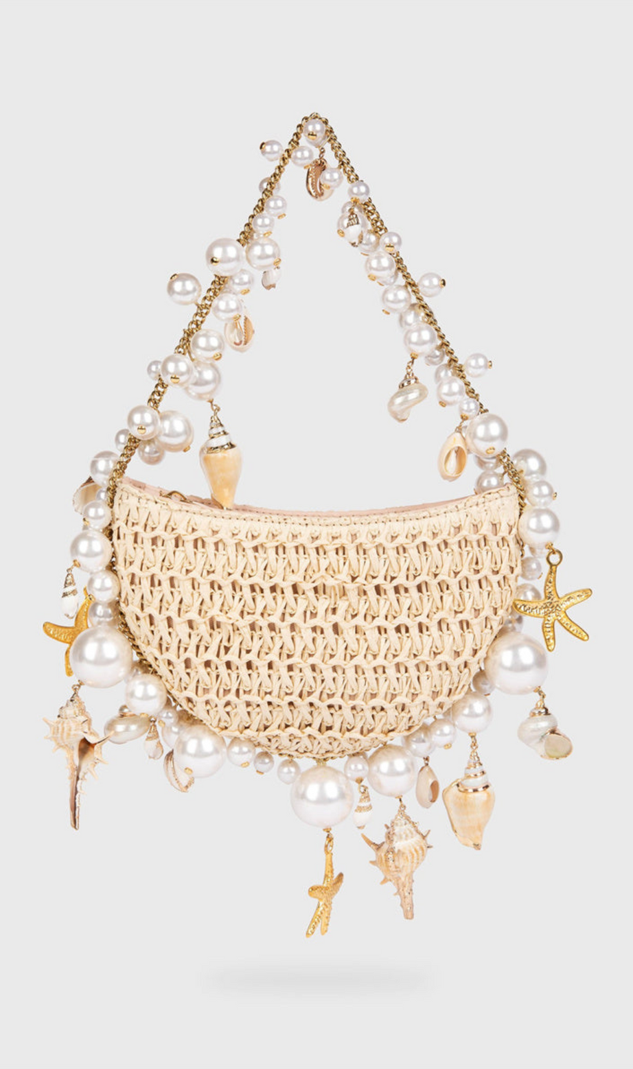 Camilla Shell Pearl Raffia Bag
