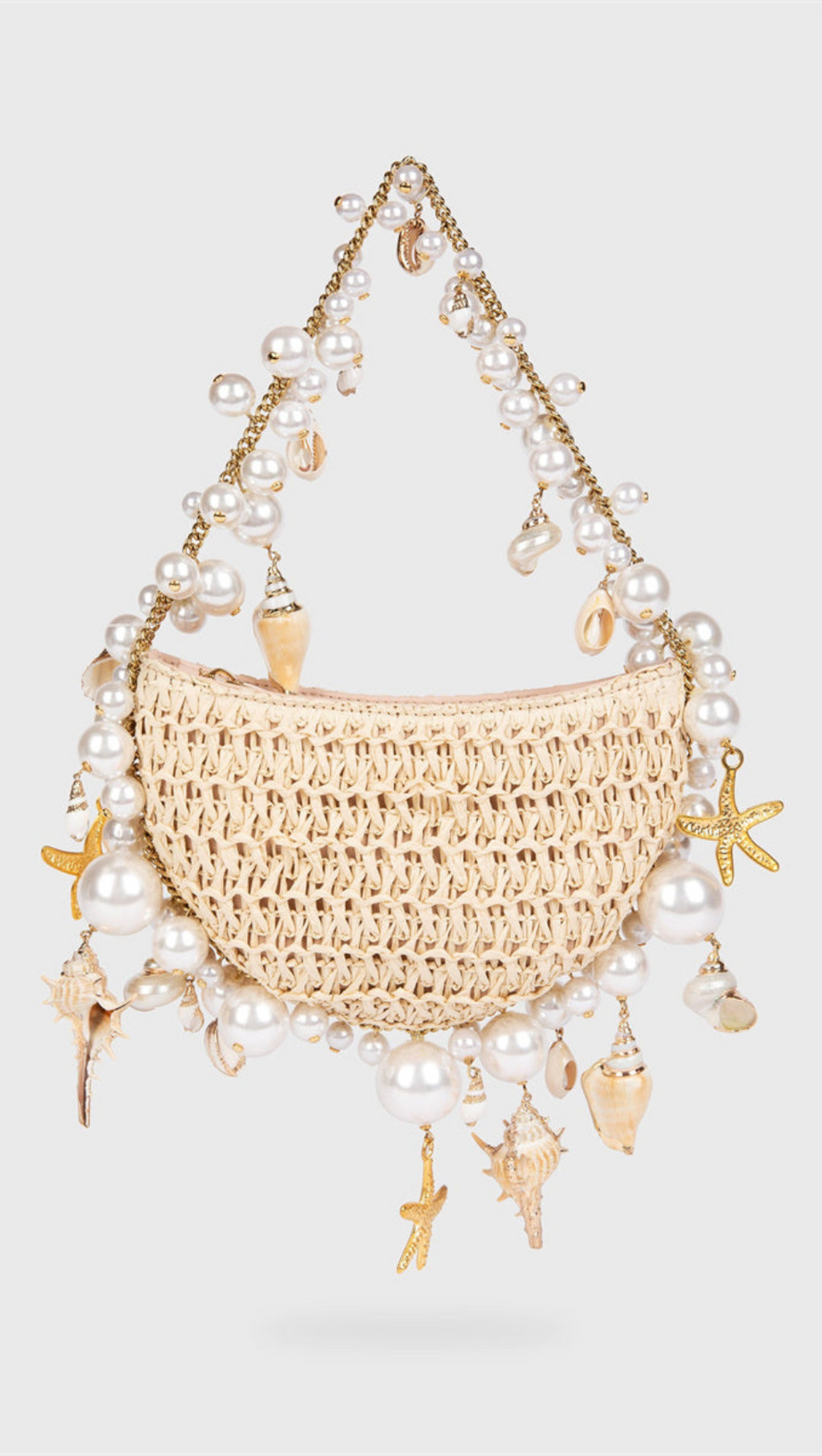 CAMILLA SHELL PEARL RAFFIA BAG