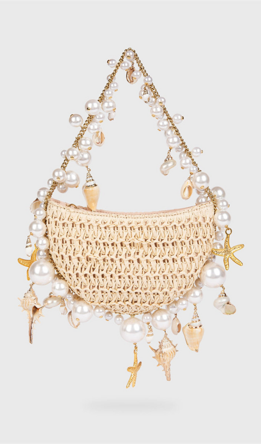 AIIZIE CAMILLA SHELL PEARL RAFFIA BAG - product image