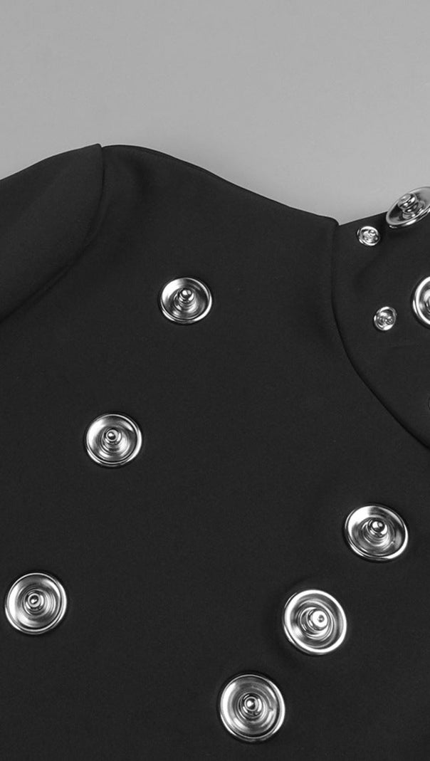 AIIZIE ISHANA BLACK EMBELLISHED MAXI DRESS - LONG SLEEVE FORMAL GOWN - product image
