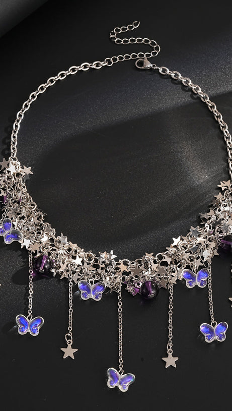 Jory Celestial Star & Butterfly Layered Choker Necklace for Women