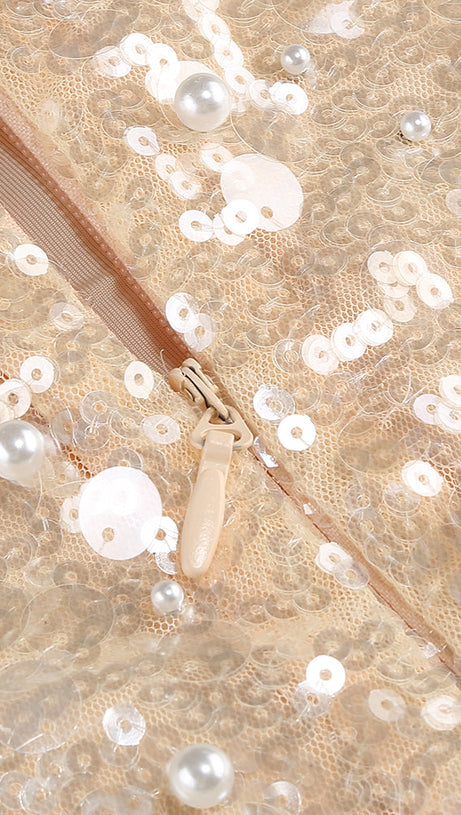 SEQUIN EMBELLISHED MINI DRESS IN GOLD
