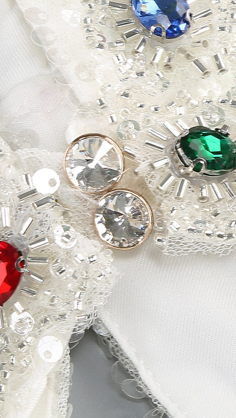 ELSA CRYSTAL EMBELLISHED SEQUIN MAXI DRESS IN WHITE