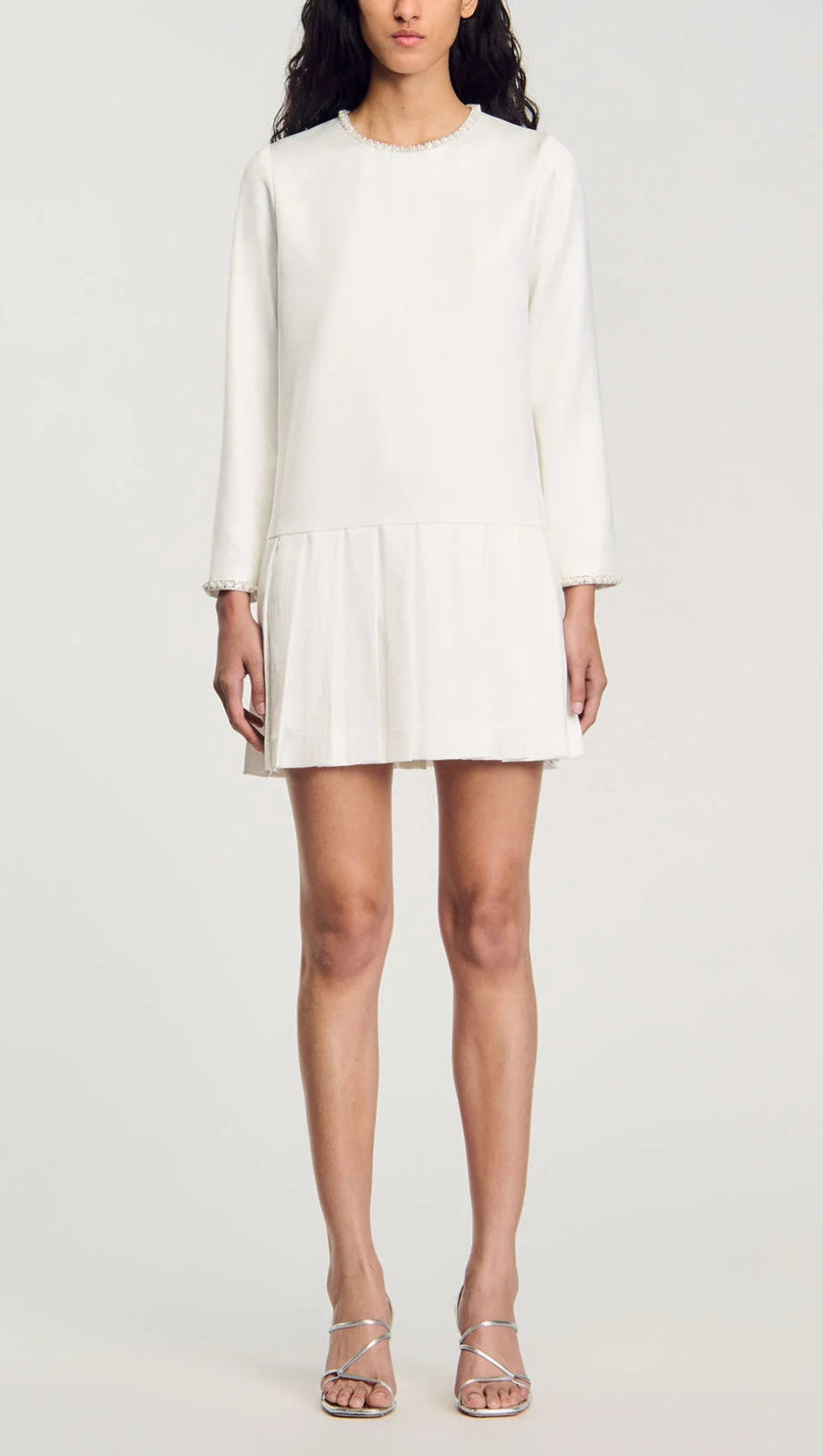 SHORT SATIN-EFFECT BEADED DRESS