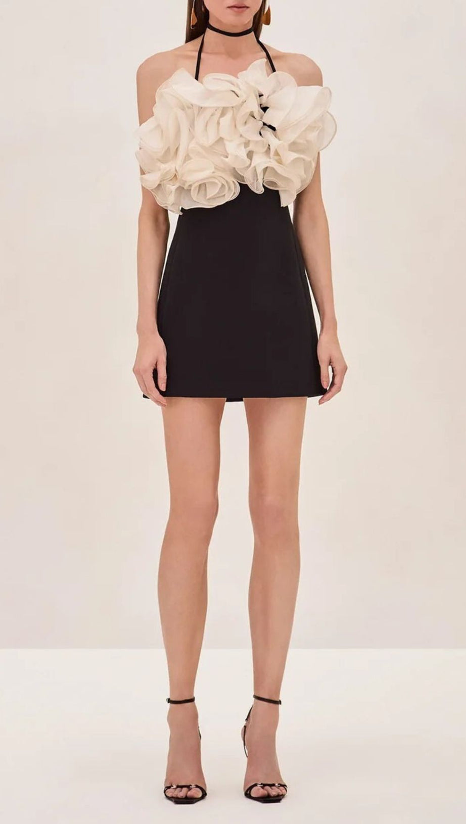 Jameela Black Halter Ruffle Mini Dress - Chic Cocktail & Party Attire